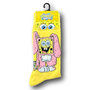3/$20 Sponge Bob Square Pants & Patrick Easter Funny Novelty Crew Socks - NWT